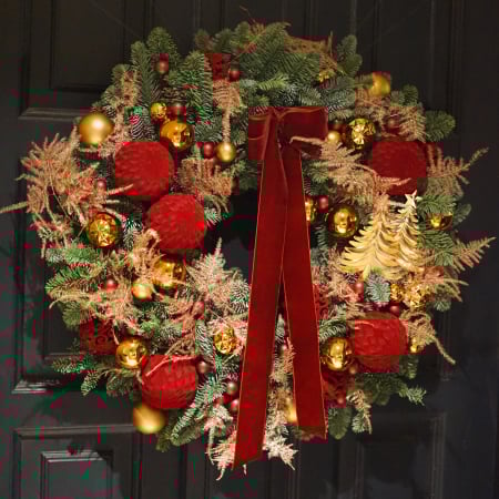 Coronite de Craciun - Coronita de Craciun eleganta cu rosu si auriu