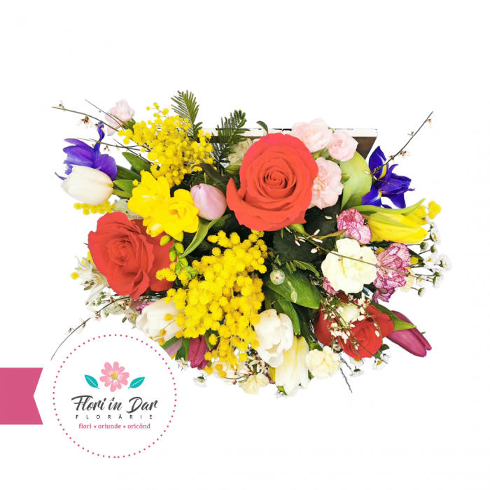 aranjament floral in cutie de lemn Flori in Dar Roman [2]