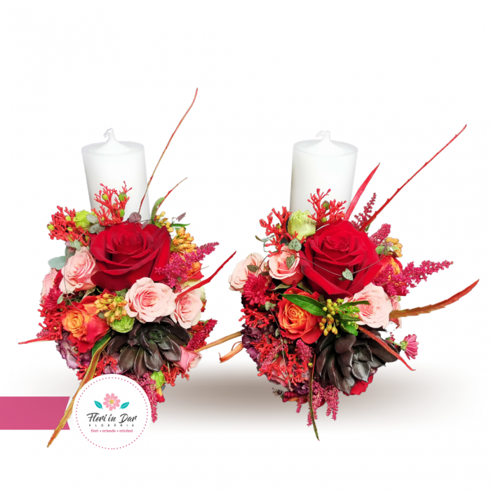 Lumanari cununie cu echeveria miniroze trandafiri jatropha eustoma [2]