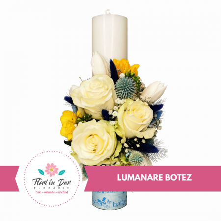 Lumanari botez Roman - Lumanari botez din flori naturale Roman
