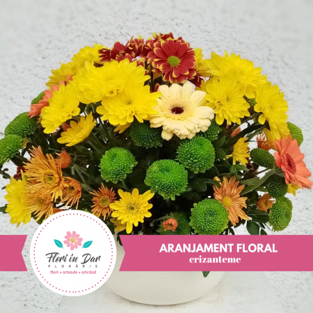 Aranjamente - Aranjament floral crizanteme,florarie cu livrare Roman