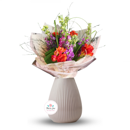 Buchete - Buchet cu matthiola si frezie