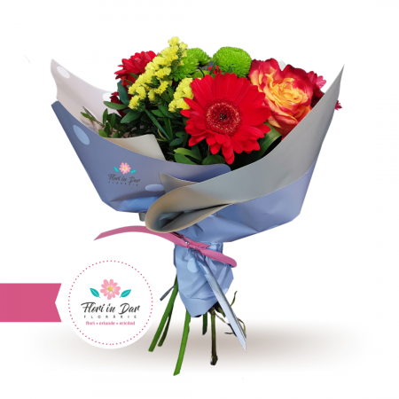 Buchet cu trandafiri gerbera santini [1]