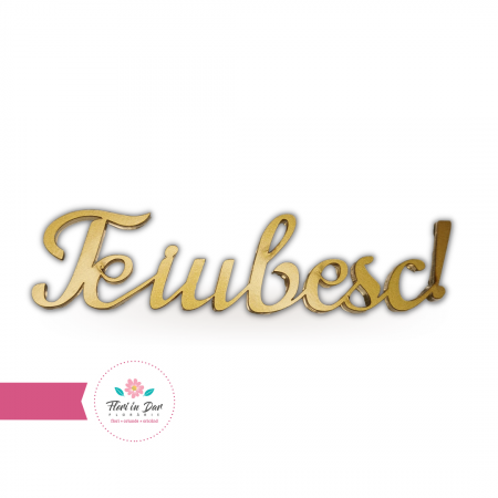 Mesaj Te iubesc text 3D culoare aurie