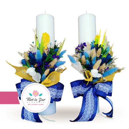 Lumanare botez flori uscate florarie Roman [2]