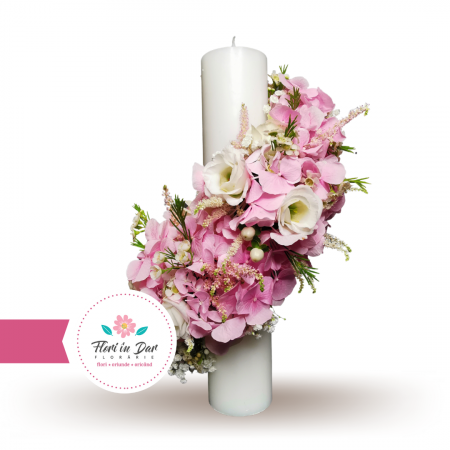 Lumanari cununie scurte cu hortensie eustoma astilbe wax flowers gipsofila [1]