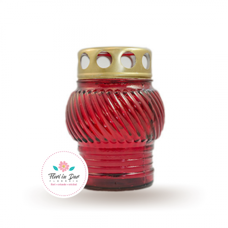 Funerare - Candela decorativa S1 sticla capac metal h 9 cm timp ardere 15 ore