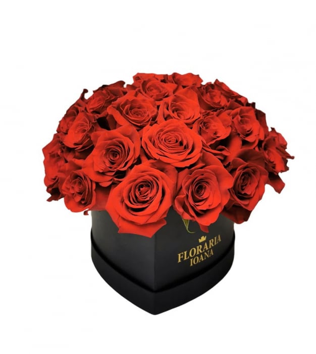 Aranjament in cutie cu trandafiri rosii [1]