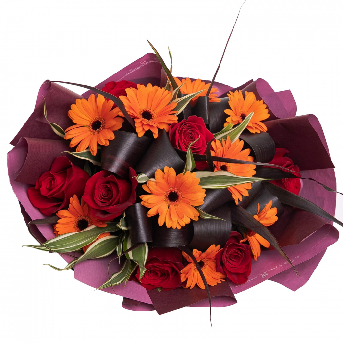 Buchet flori trandafiri si gerbera [2]