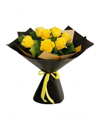 Flori de Sf Valentin - Buchet 7 trandafiri galbeni