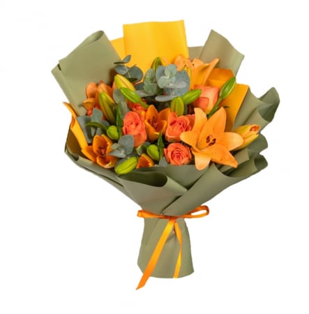 Buchete de flori - Buchet cu crini si minirosa