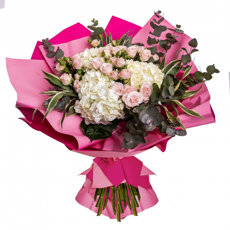 Buchete mixte - Buchet cu hortensii si minirosa