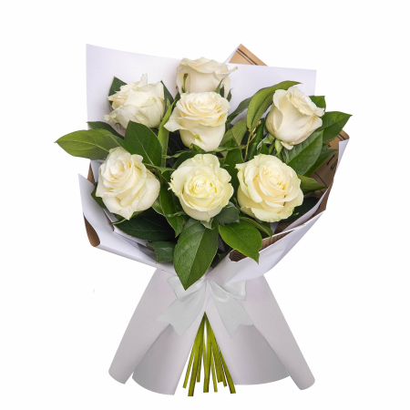 Buchet de flori cu 7 trandafiri albi [0]