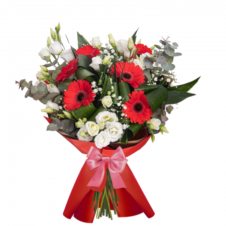 Buchete de flori - Buchet de flori cu gerbera si lisianthus