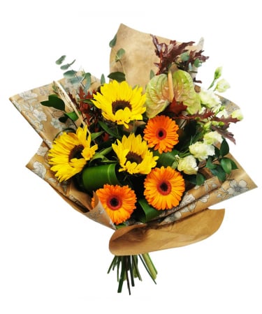 Buchete de flori - Buchet floarea soarelui si minigerbera
