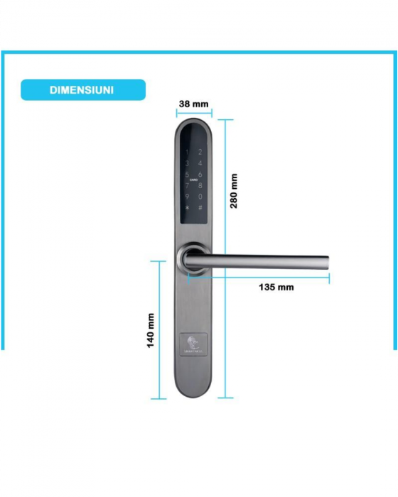 PARIS încuietoare inteligentă cu Bluetooth, WiFi, PIN, card RFID, cheie [2]