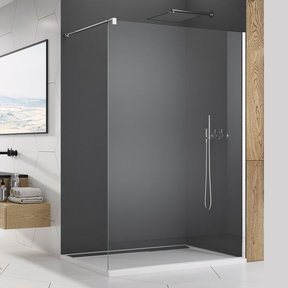 Paravan dus crom cu sticla securizata, 140 x 200 cm, easy, sanswiss