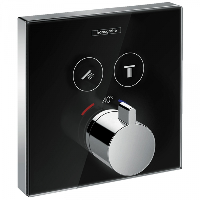 Baterie dus termostatata culoare negru crom Hansgrohe, ShowerSelect