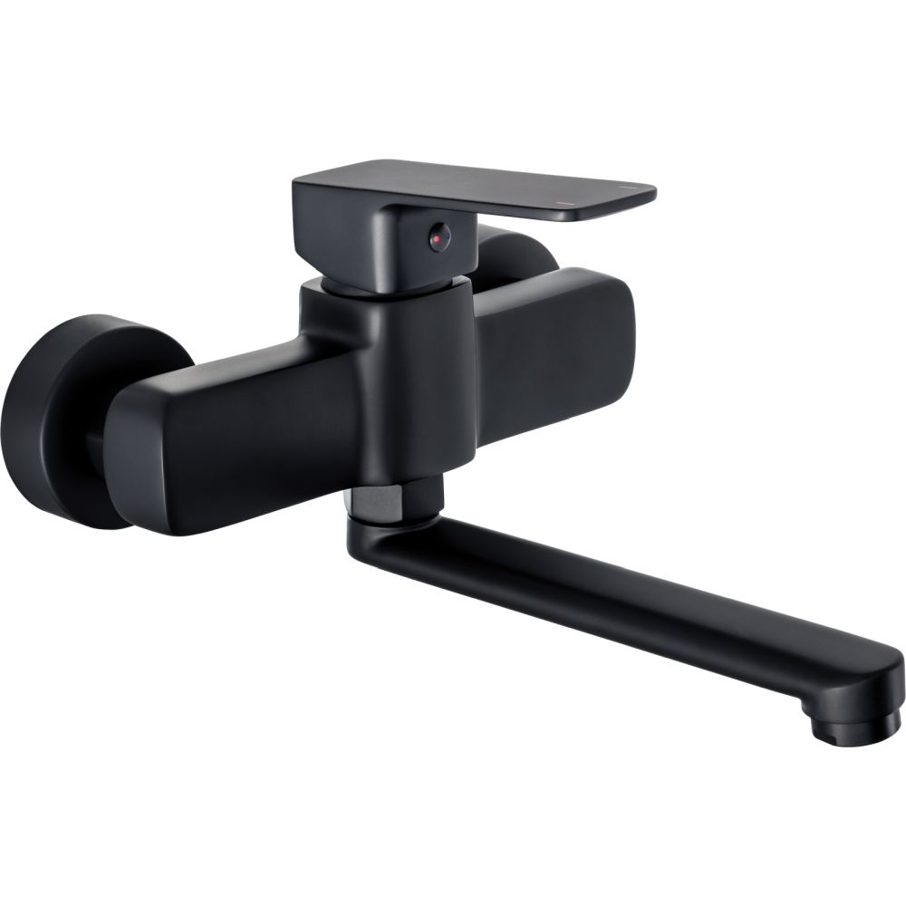 Baterie lavoar negru mat cu pipa pivotanta 238 mm deante maro
