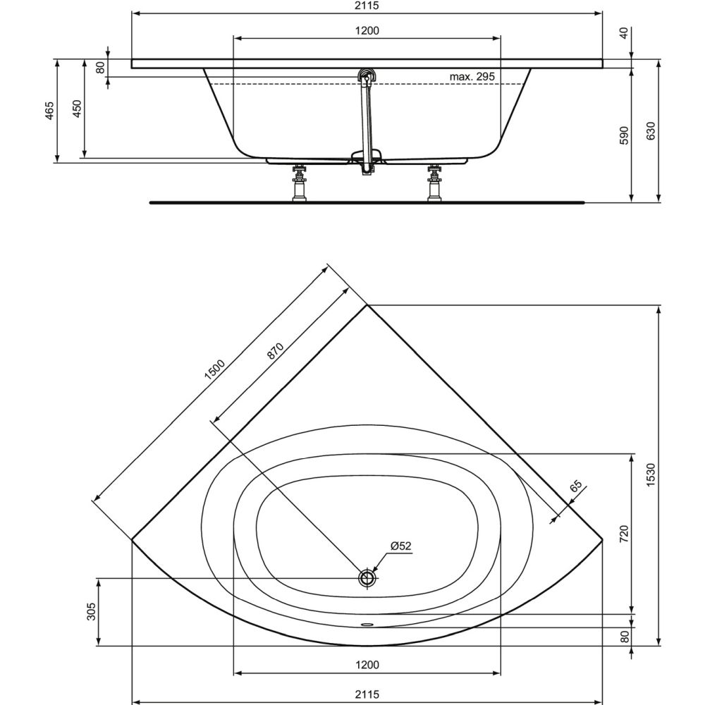 Cada Baie Pe Colt Ideal Standard Hotline New, Asimetrica, 150x150 Cm ...