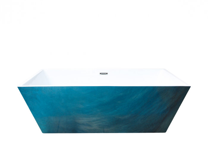Cada baie freestanding albastra, rectangulara, West Pearly blue, acril,170 x 80 cm foglia.ro