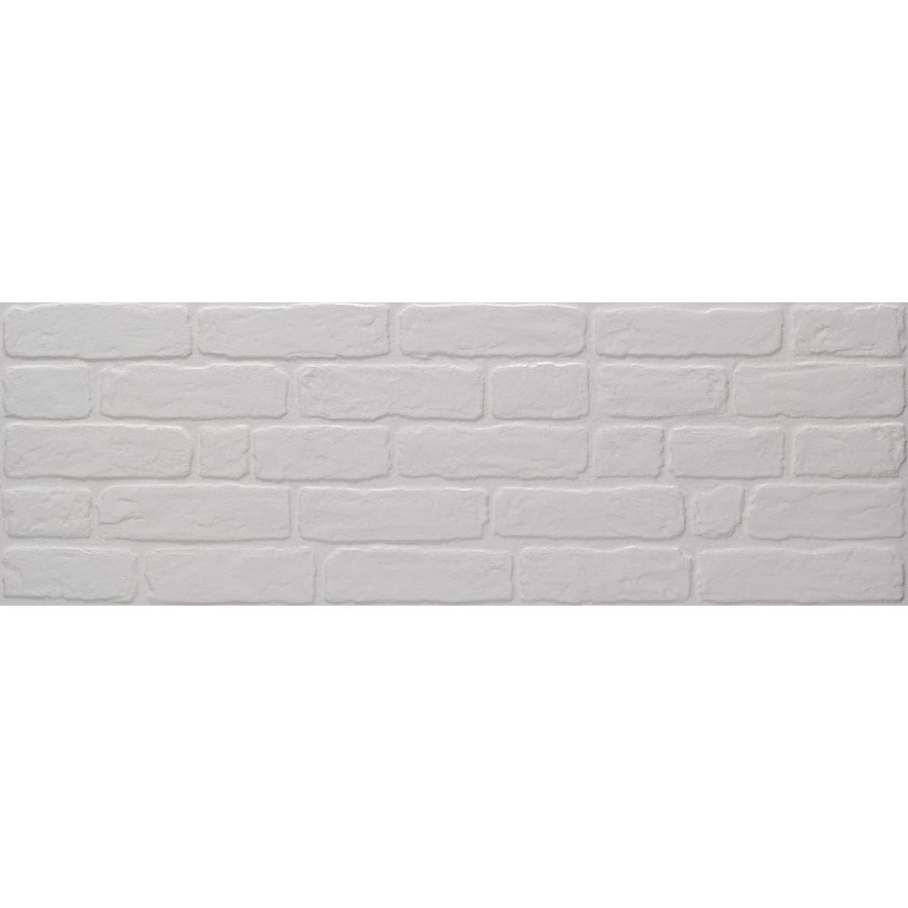 Faianta aspect caramida 3d, culoare alba, 90x30 cm