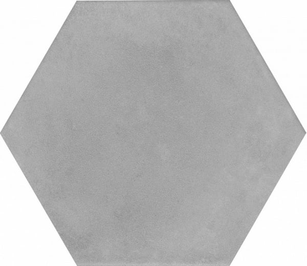 Gresie hexagonala gri ciment portelanata, 23.1×20 cm foglia.ro