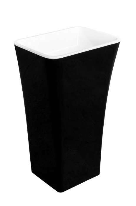 Lavoar freestanding compozit mineral DuraBe, negru alb, Besco BlackWhite