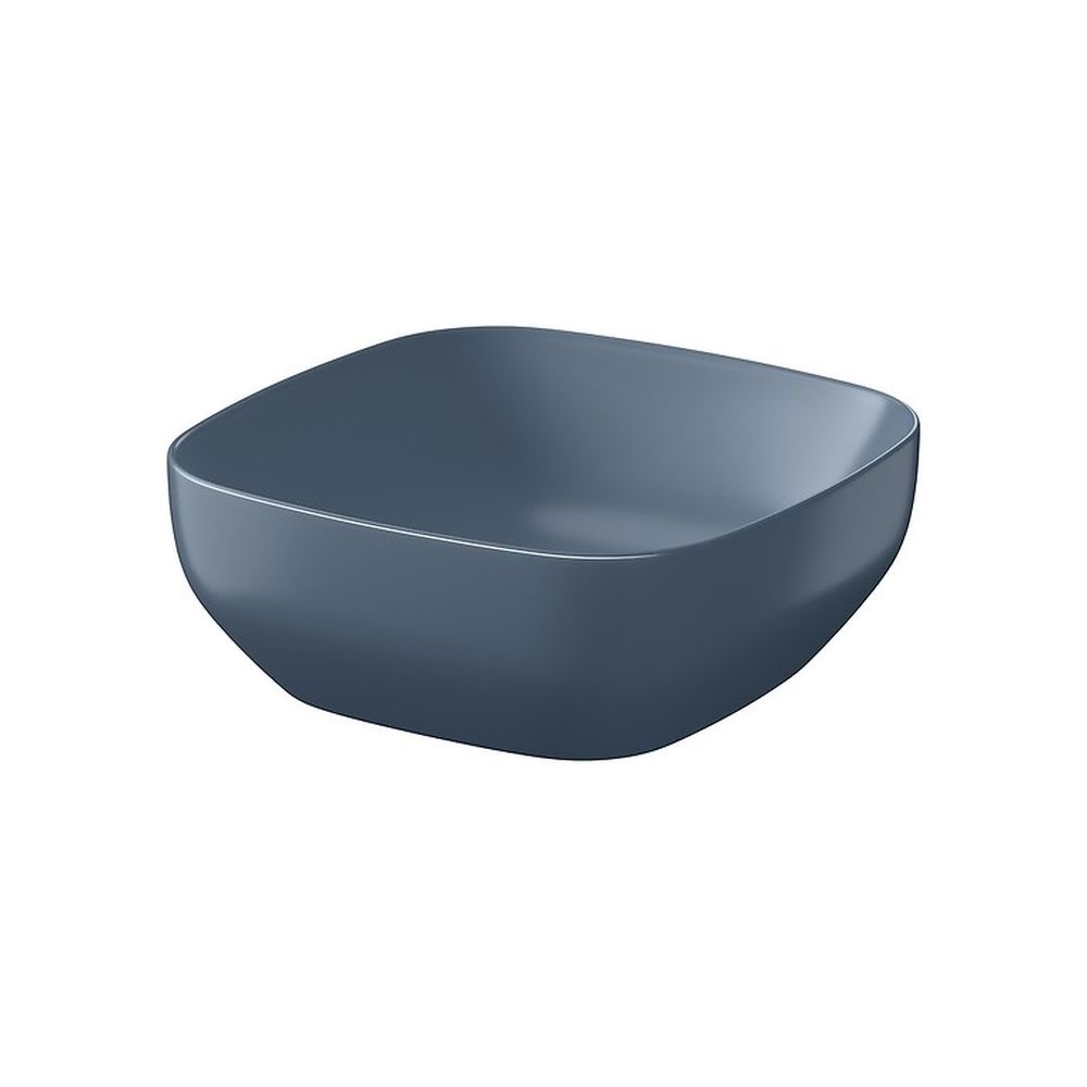 Lavoar pe blat albastru mat 38 cm, patrat, cersanit larga