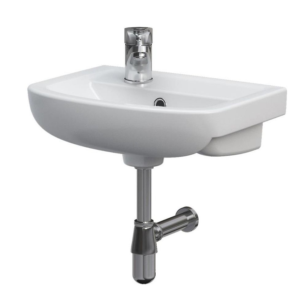 Lavoar suspendat alb 40 cm, asimetric, orificiu baterie stanga, cersanit arteco