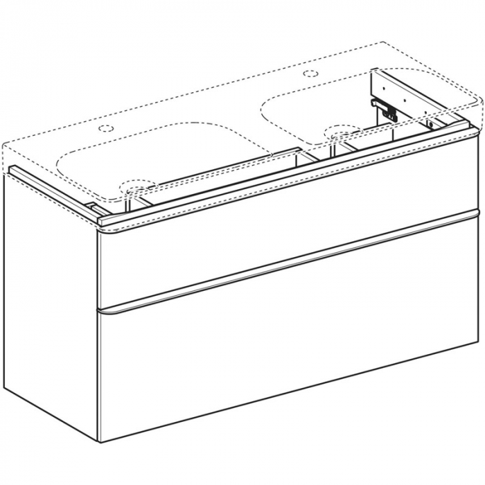 Mobilier pentru lavoar dublu, 120 cm, cu doua sertare, alb, Smyle Square, Geberit [3]