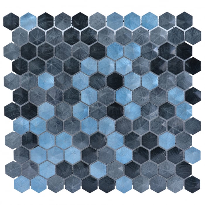 Mozaic baie hexagon, culoare albastru metalic 33x33 cm COSMOS HEXAGON, Keramyth