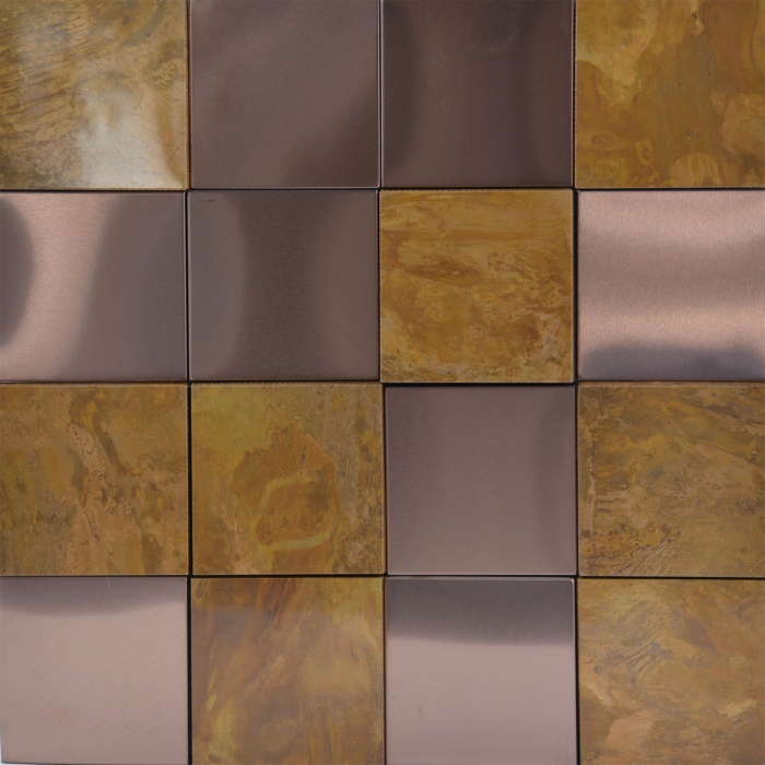 Mozaic metalic interior, culoare bronz lucios 30×30 cm, SQUARE BRONZE, Keramyth foglia.ro