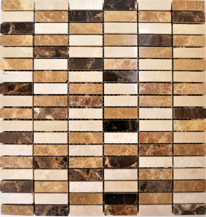 Mozaic mini piatra culoare maron 30.4×29.8 cm, EMPERADOR-CREMA MARFIL, Keramyth foglia.ro
