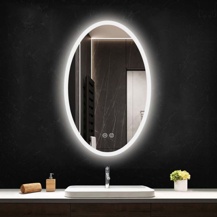 Oglinda ovala 60 cm cu iluminare LED exterior si dezaburire Fluminia, Picasso-EX [2]