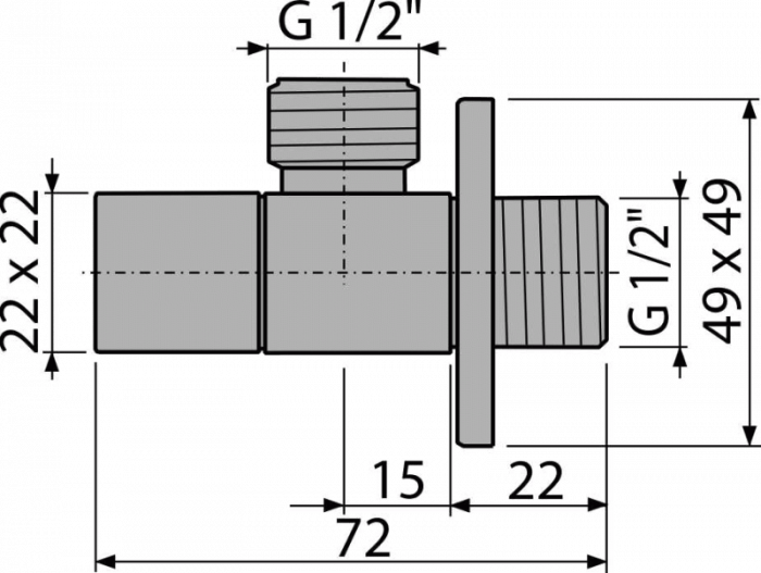 Robinet coltar patrat 1/2"×1/2" Alcadrain ARV004 [2]