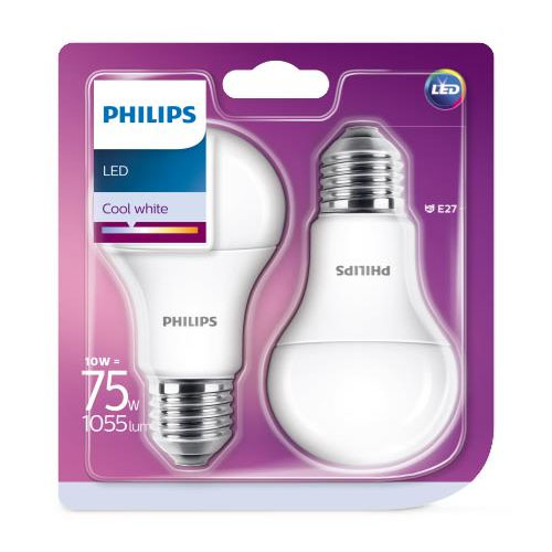 Set 2 becuri led lumina rece Philips, E27, 75W, 1055 lumeni
