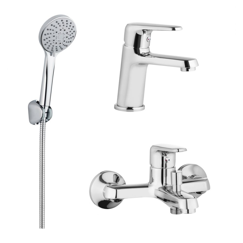 Set baie baterie lavoar, baterie cada cu para si furtun deante, aveo