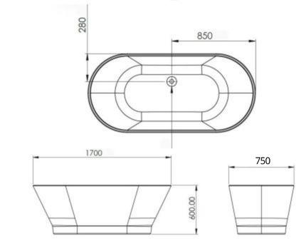 Set cada freestanding ovala 170x75 cm si cu baterie crom freestanding [3]