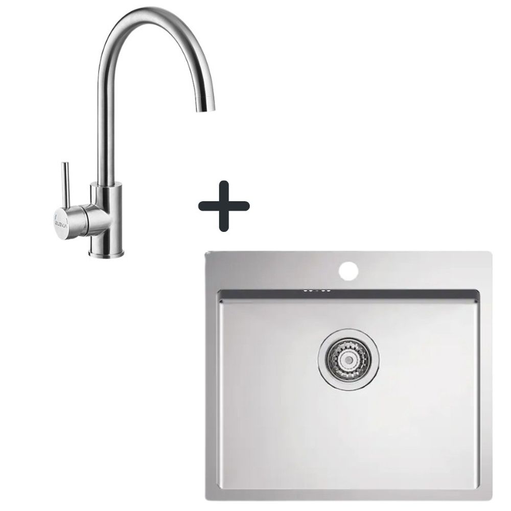 Set chiuveta bucatarie inox quarto 10 si baterie crom periat alveus tonia
