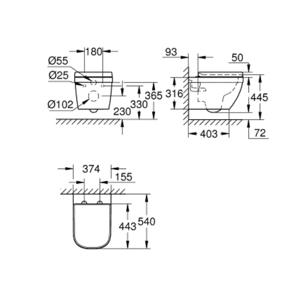 Vas Wc Suspendat Rimless Cu Capac Soft Close Grohe Euro Ceramic ...