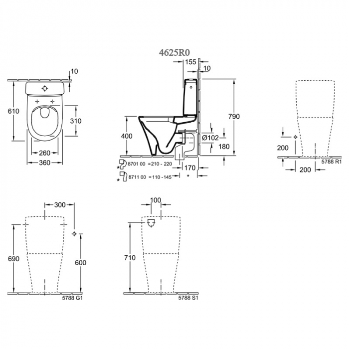 Set vas wc stativ rimless cu rezervor si capac soft close Villeroy&Boch, Compact [2]
