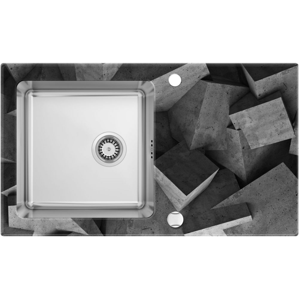 Chiuveta bucatarie inox si sticla cu preaplin deante, pallas