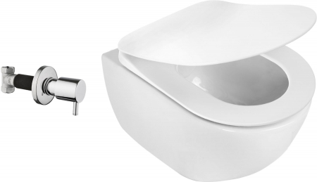 Vas wc cu functie de bideu incorporat cu supapa ascunsa, alb, Peonia Zero, Deante [0]
