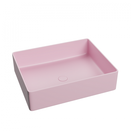 Lavoar baie roz dreptunghiular, pe blat cu ventil inclus, Color Foglia