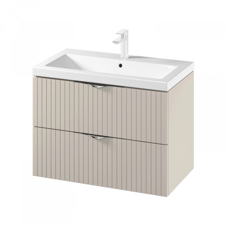 Seturi mobilier cu lavoar - Set dulap baie suspendat 2 sertare lavoar inclus, 80 cm, casmir mat, MDF, Cersanit Tirso