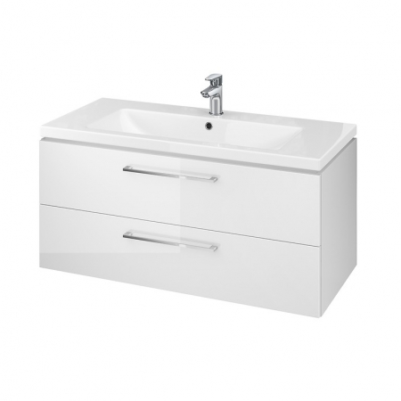 Seturi mobilier cu lavoar - Set dulap baie cu lavoar incastrat, 2 sertare, alb, 100cm, Lara, Cersanit