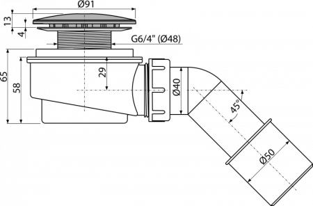 Sifon cadita cu ventil si capac Ø91 mm Alcadrain A471CR-60 [1]