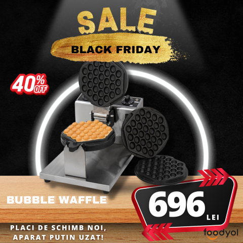 Black Friday - Aparat Bubble Waffle cu cadru metalic – calitate profesională