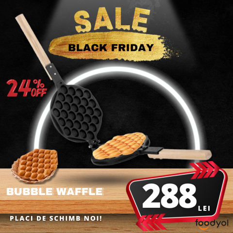 Black Friday - Aparat Bubble Waffle cu cadru metalic – calitate profesională